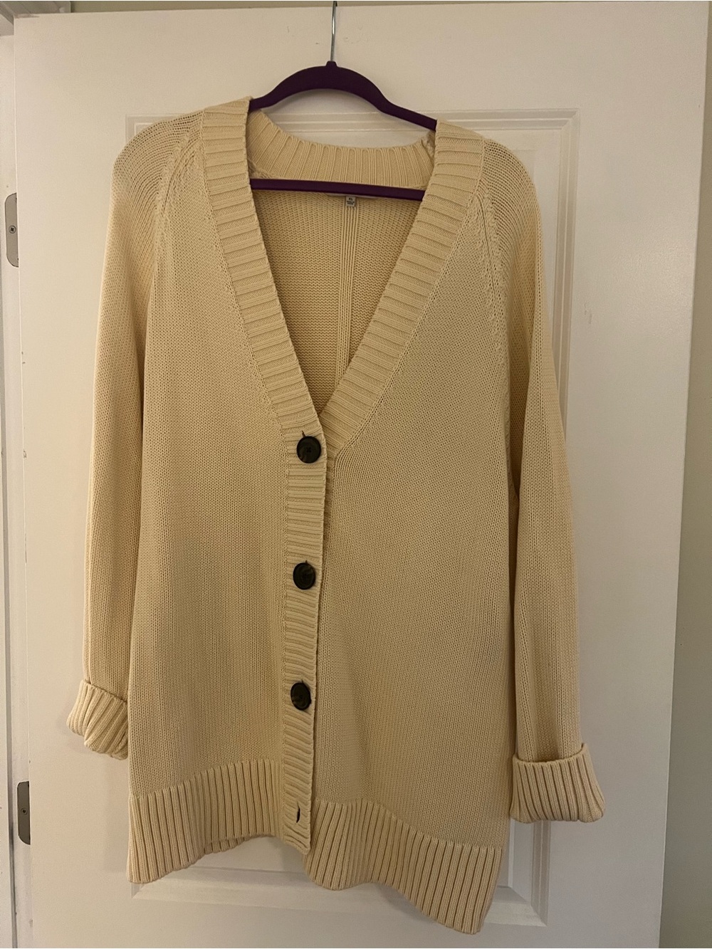 Madewell Cream V-Neck Button Cardigan